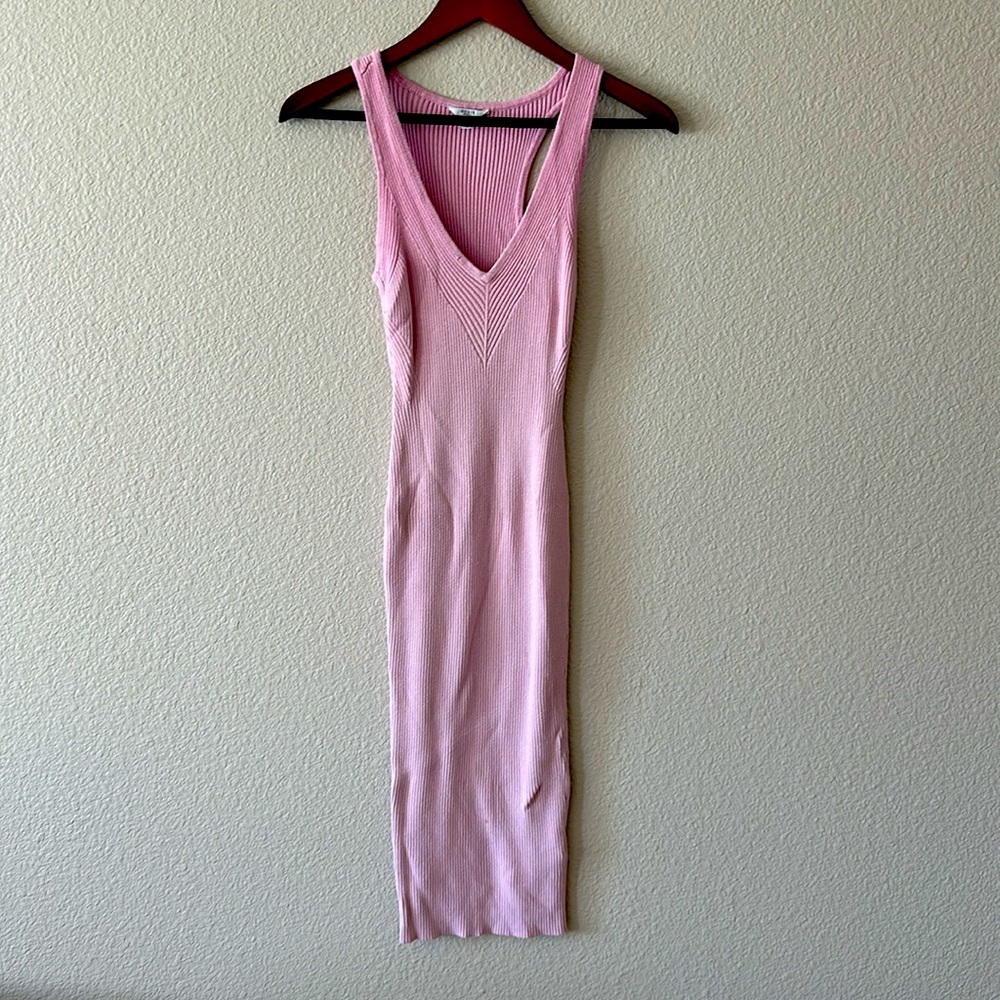 Guess Pink Ribbed Midi Dress